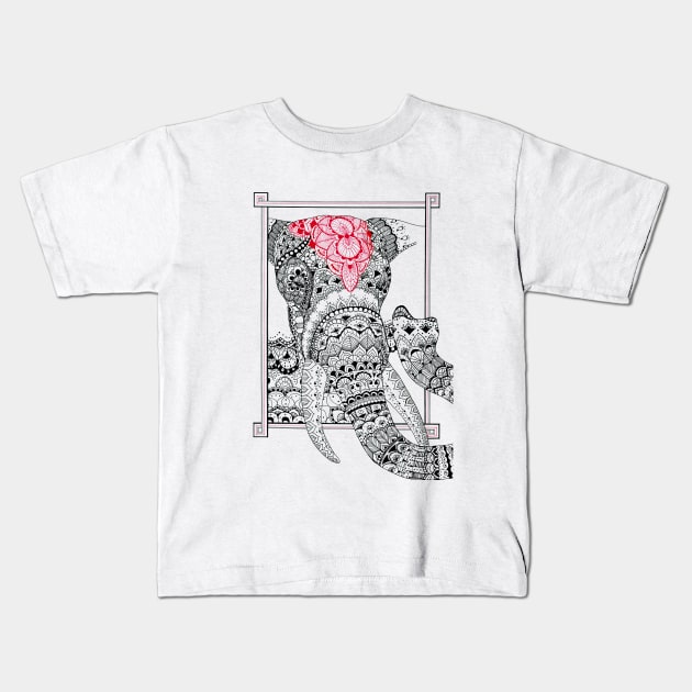 Ornamental elephant head Kids T-Shirt by BananaCrew